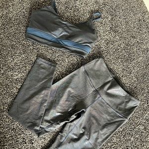 Zyia metallic leggings and matching sports bra